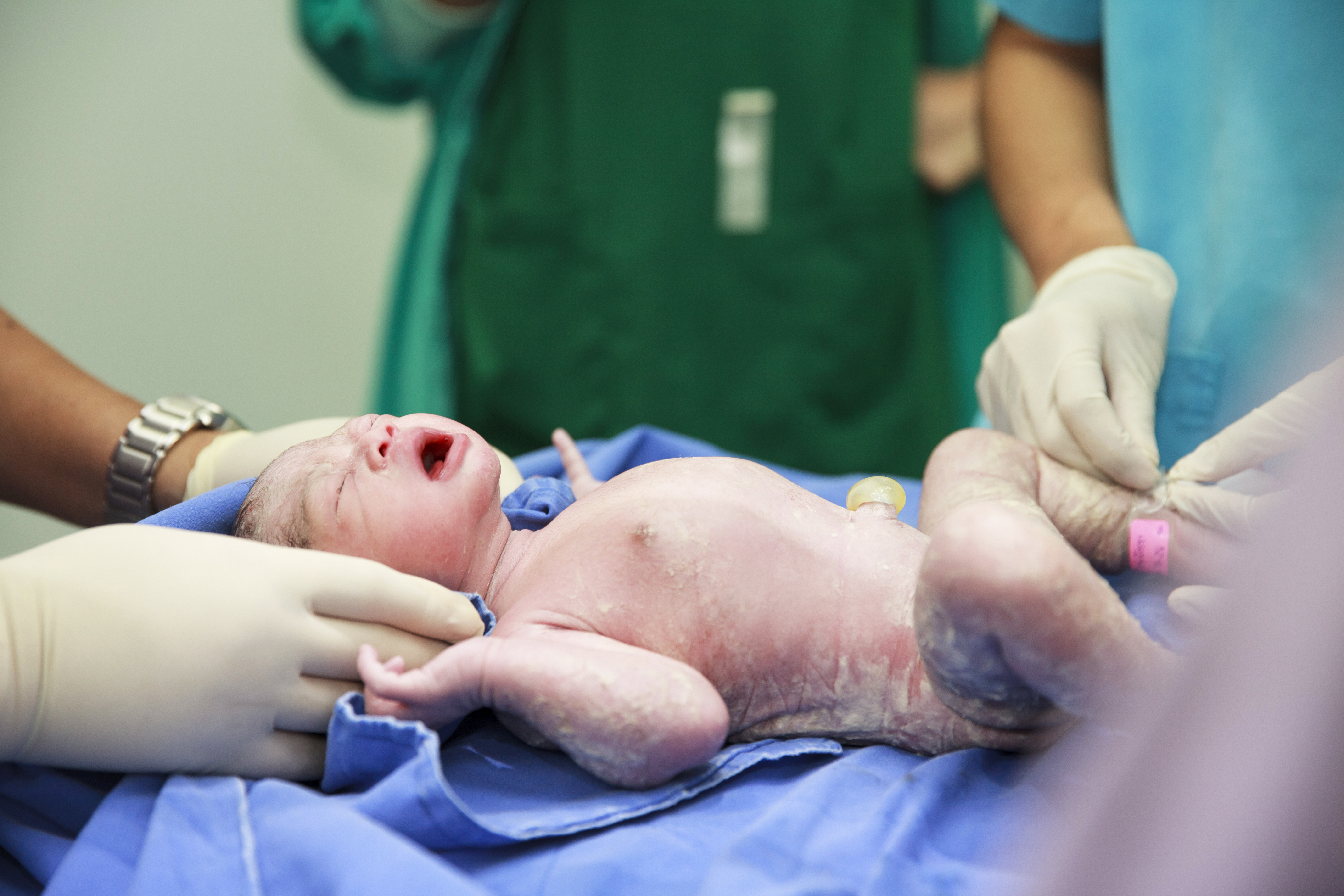 Newborn right after birth